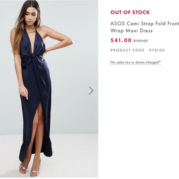 ISO - ASOS Cami Strap Fold Front Wrap Maxi Dress - Picture 2 of 5